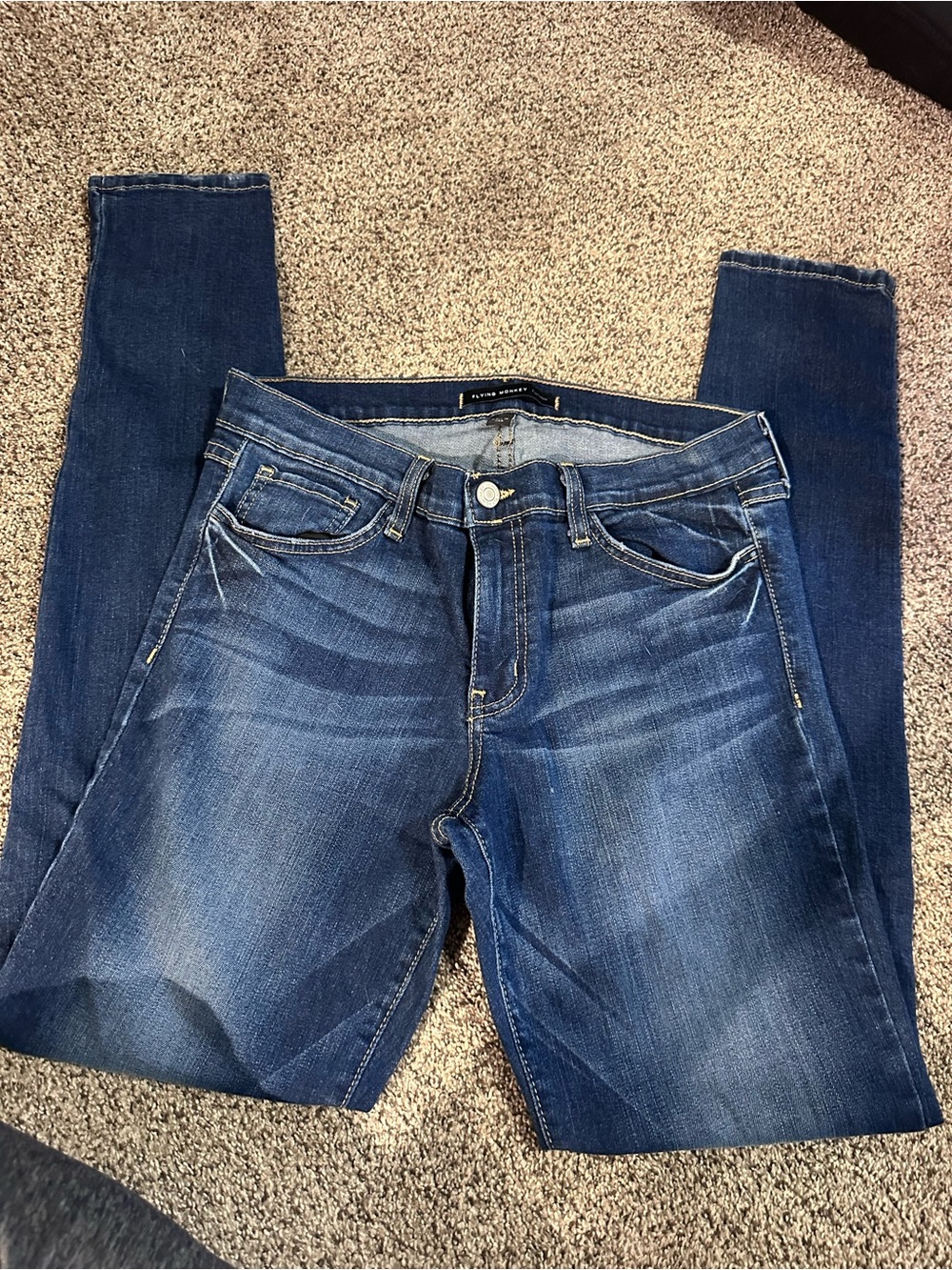 Flying Monkey Dark Blue Skinny Jeans with Fading